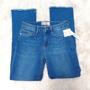 NEW Free People Straight Crop Raw Hem Jeans Blue Size 27